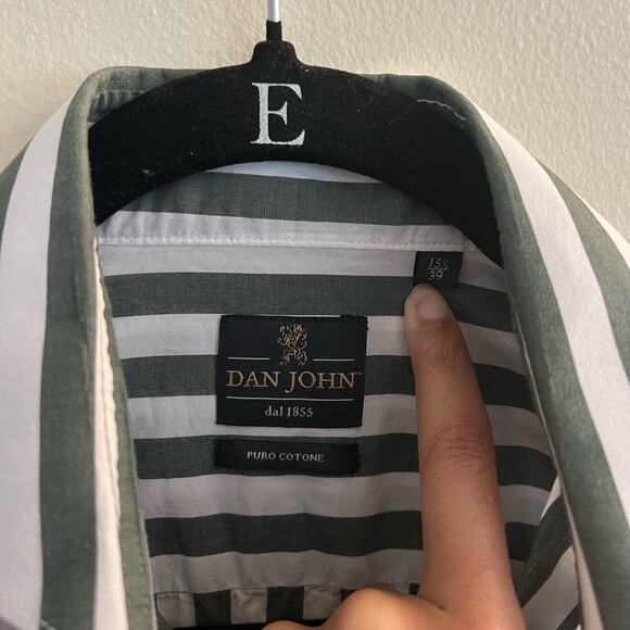 Men's Vintage Green Striped Button Up - Picture 2 of 8